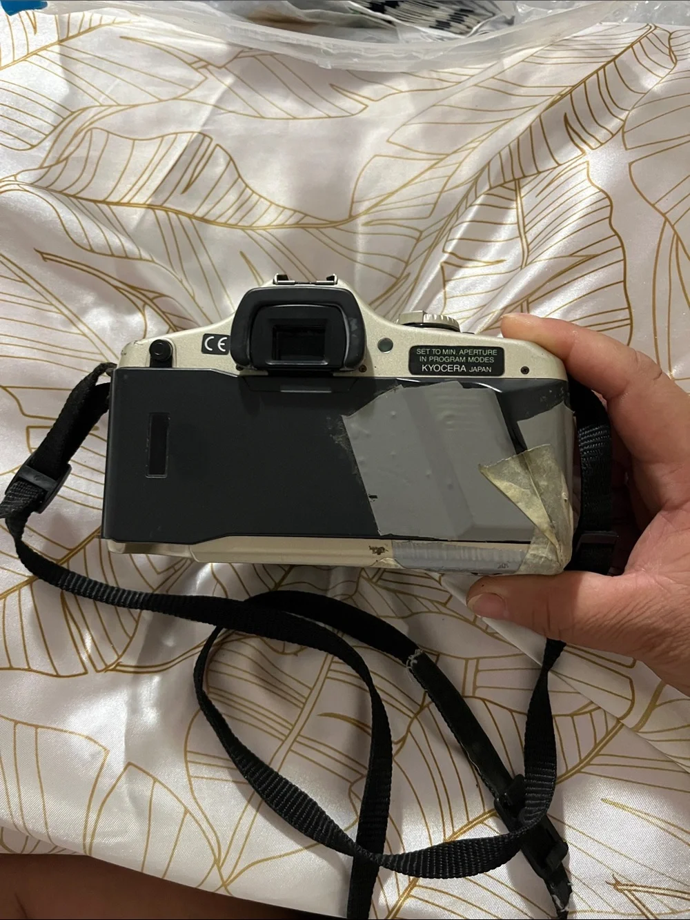 Yashica 35-70mm Camera in White and Black with Zoom Lens